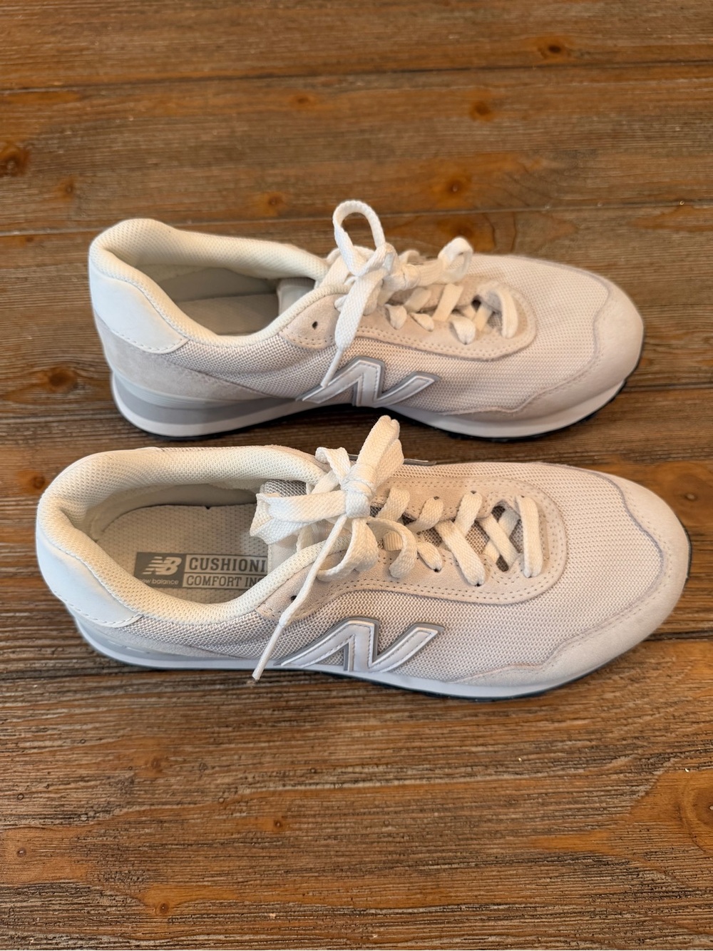New Balance Women’s Off-White Mesh & Suede Sneakers